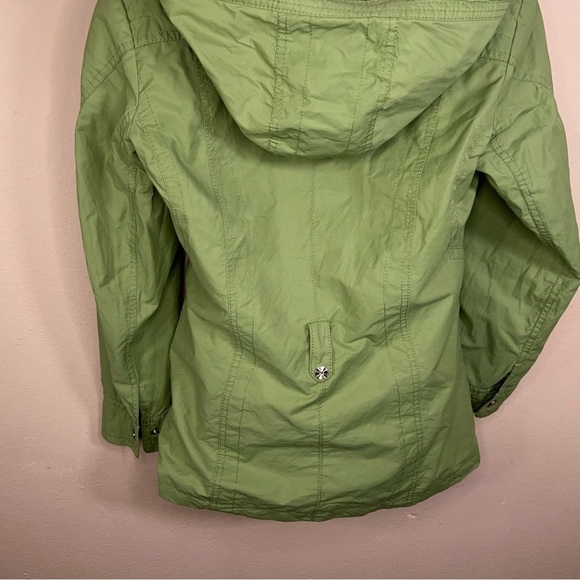 SMALL VINTAGE GALLERY BRAND WINDBREAKER JACKET COAT GREEN NYLON LINED HOODED - Picture 8 of 12